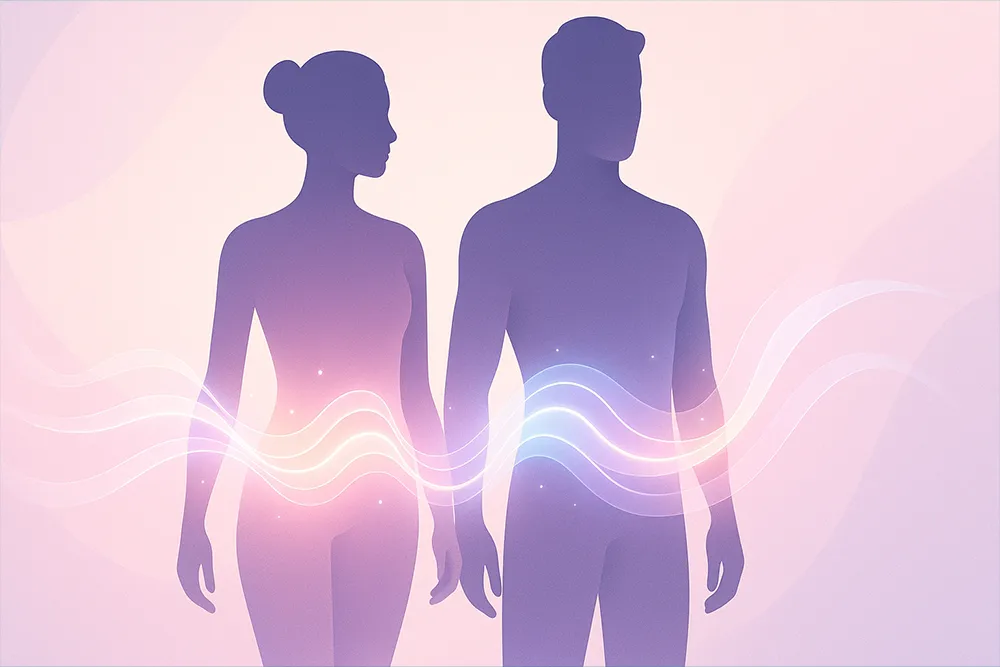 Ilustración abstracta representando energía terapéutica femenina